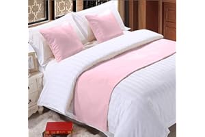 DPS COTTON KING 100% Egyptian Cotton Bed Runner Pink Solid Queen Size (88x20) 1 Piece Decorative Bed Scarf for Bedroom Hotel Wedding Room