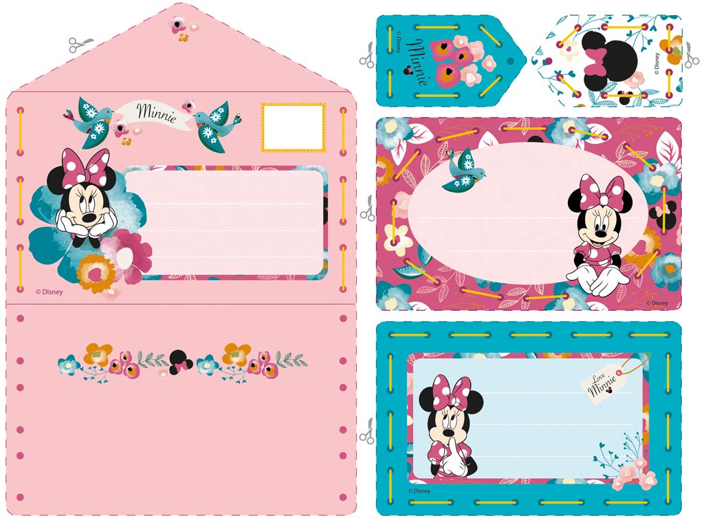 Vervaco Minnie Daydreaming Cards Embroidery Kit, Multi-Colour, Set of 5