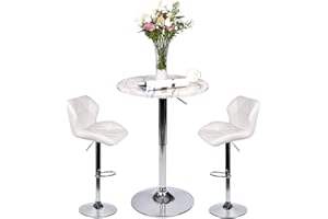 ARTETHYS Bar Table and Chair Set of 3 Adjustable Round Pub Desk and 2 Swivel Counter Height Barstools