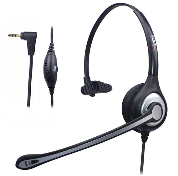 2,5mm Telefon Headset Mono mit Noise Cancelling Mikrofon, Lautstärkeregler, WANTEK Festnetztelefone Kopfhörer für Siemens Gig