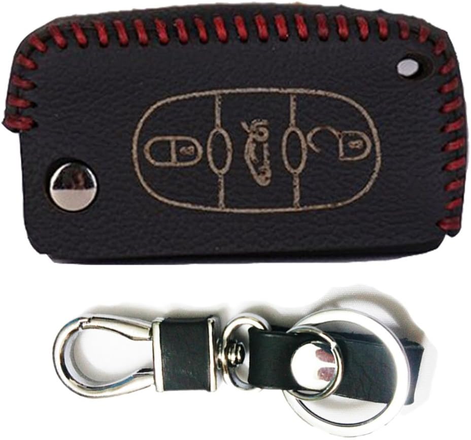 Polarlander Leather Car Key Cover Case Protector Keychain Keys with Key Rings 115B Fit for Peugeot,308SS 2013,307C,408,207CC 2013,RCZ 2014