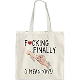 OTOUO In My Engaged Era Canvas Tote Bag - Pink Bride Engagement Canvas Shoulder Bag, Bride Tote Bag, Engagement Gifts for Her