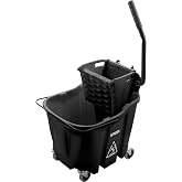 Carlisle FoodService Products Omnifit Mop Bucket with Side Press Wringer for Floor Cleaning, Kitchens, Restaurants, Office, And Janitorial Use, Polypropylene (Pp), 35 Quarts, Black