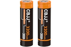 CBJJ 3.7V 18650 Batteries, 18650 Rechargeable Battery 3200mAh Flat Top 18650 Li-ion Battery for LED Flashlights, Headlamps, 2Pcs