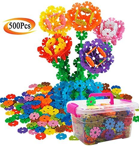 AGARE Brain Flakes 500 Piece Interlocking Builders Blocks Set,Kids Game Educational Plastic Disc Toys - 3D Puzzle With a Storage Box