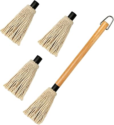 GEEKHOM 18" Grill Basting Mop Brush Long Wood Handle BBQ Sauce Mop w/