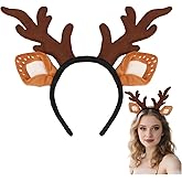 Amariver Reindeer Headband for Women Deer Antlers Costume Reindeer Ears Animal Ears Christmas Headbands for Adults Deer Halloween Costume for Women Girls