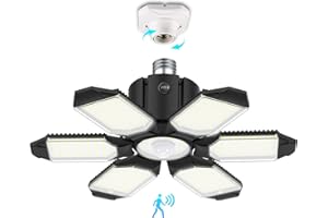 BRAINIAC Motion Sensor Garage Light with 3 Switch Modes, E26/E27 Screw in Garage Lights Ceiling LED Motion Activated for Garage/Shop/Porch-150W 15000LM 6000K