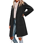 Tankaneo Womens Pea Coat Notched Lapel Single Breasted Long Jacket Winter Casual Trench Coat Outerwear