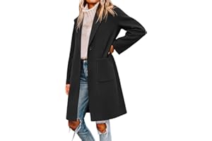 Tankaneo Womens Pea Coat Notched Lapel Single Breasted Long Jacket Winter Casual Trench Coat Outerwear