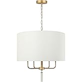 Varaluz Secret Agent 4-Lt Pendant - Painted Gold/White Leather