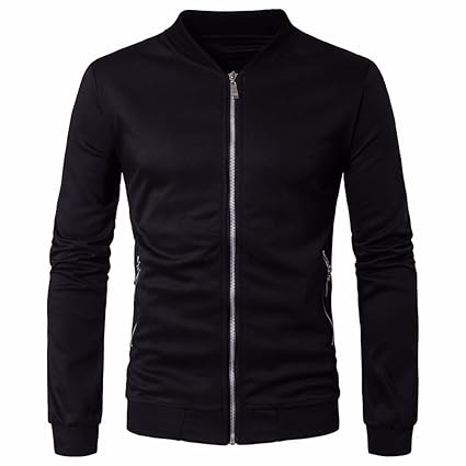 KaloryWee 2018 Herren Sweatshirt Mantel Sweatjacke Herbst Winter Solide Jacke Outwear Stehkragen