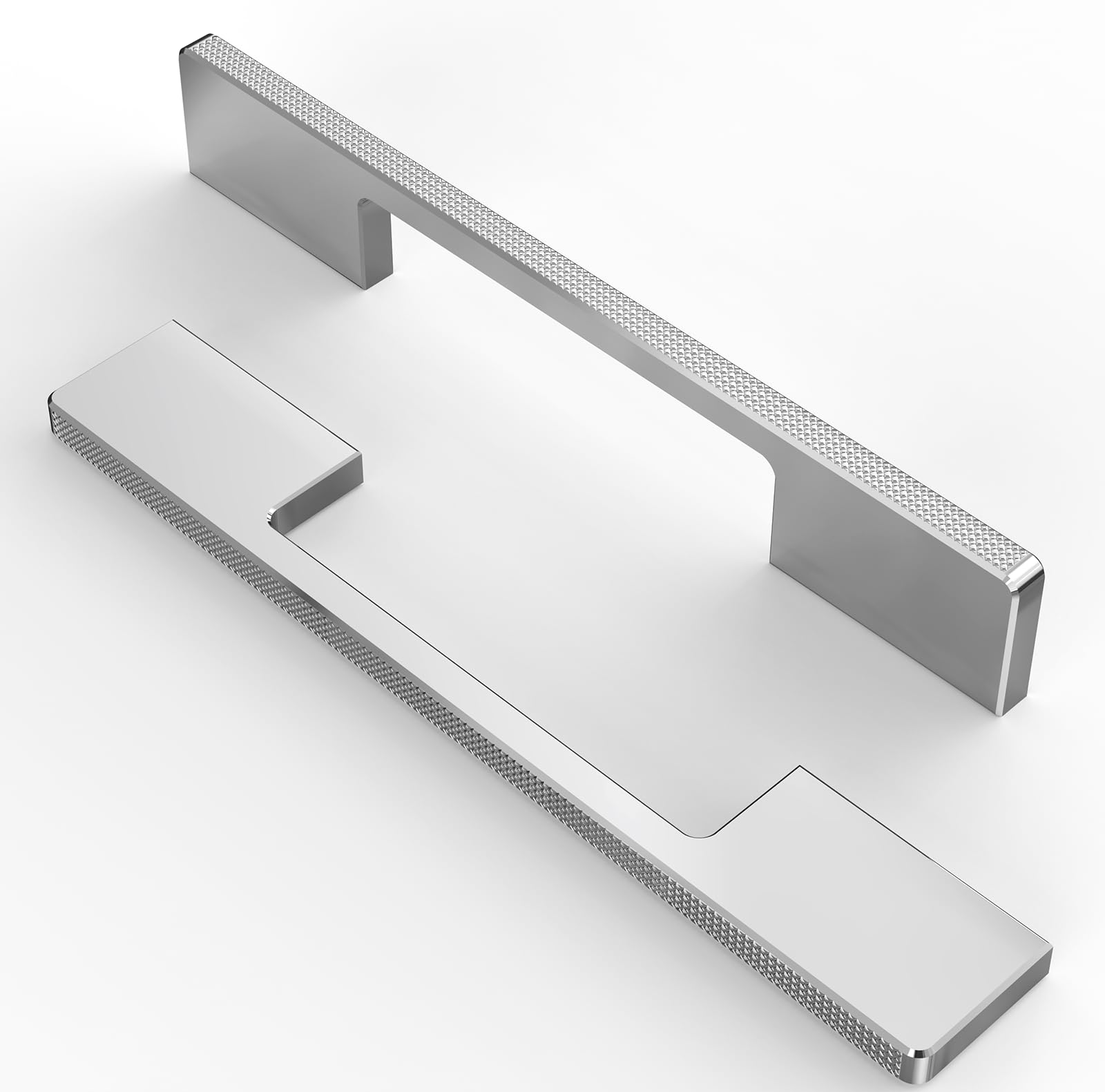 FURNIWARE Pack of 10 Cabinet Handles, 192 mm Hole Spacing, Chrome, Aluminium, T-Shaped, Transitional Style, Indoor Use, Kitchen Cabinet Handles