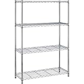 BestOffice Adjustable Wire Shelving Storage Shelves Heavy Duty Shelving Unit for Small Places Kitchen Garage (Chrome, 36×14×54)