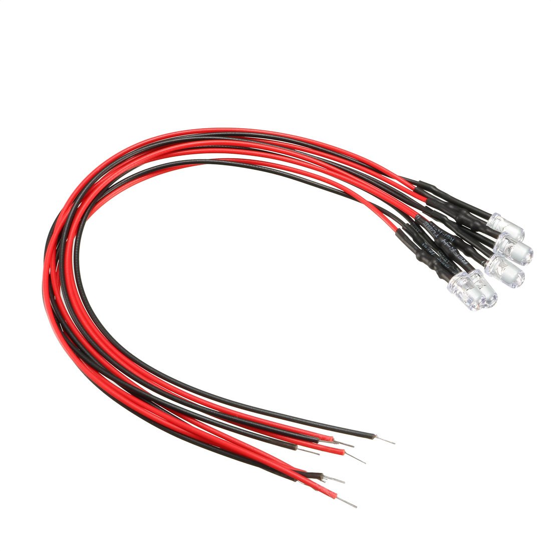 sourcing map 5Pcs 5mm Pre Wired LED, Yellow DC3-6V Clear Lens, Light Emitting Diodes