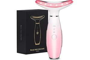 Ihelol Neck Face Massager, 3 Colour Modes and Vibration Facial Massager, Face Sculpting Tool for Double Chin and Skin Care (Pink)