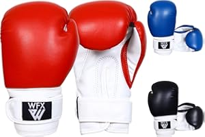 WFX Kids Boxing Gloves for Martial Arts Sparring Junior Mitts Heavy Duty Leather MMA Training Punch Bag Gloves Striking Muay Thai Kick Boxing Boys and Girl