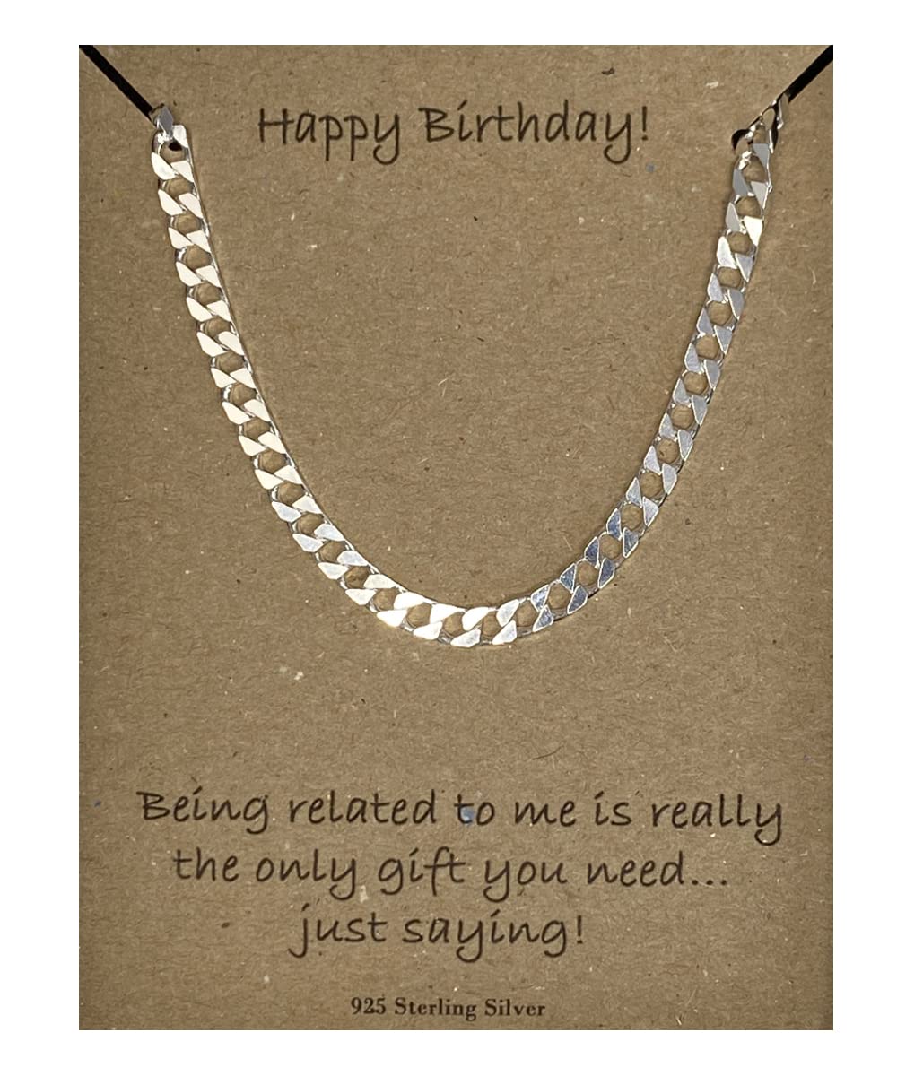 Strictly Gifts Mens Happy Birthday Funny Card with necklace from relative (Silver Necklace 51cm)