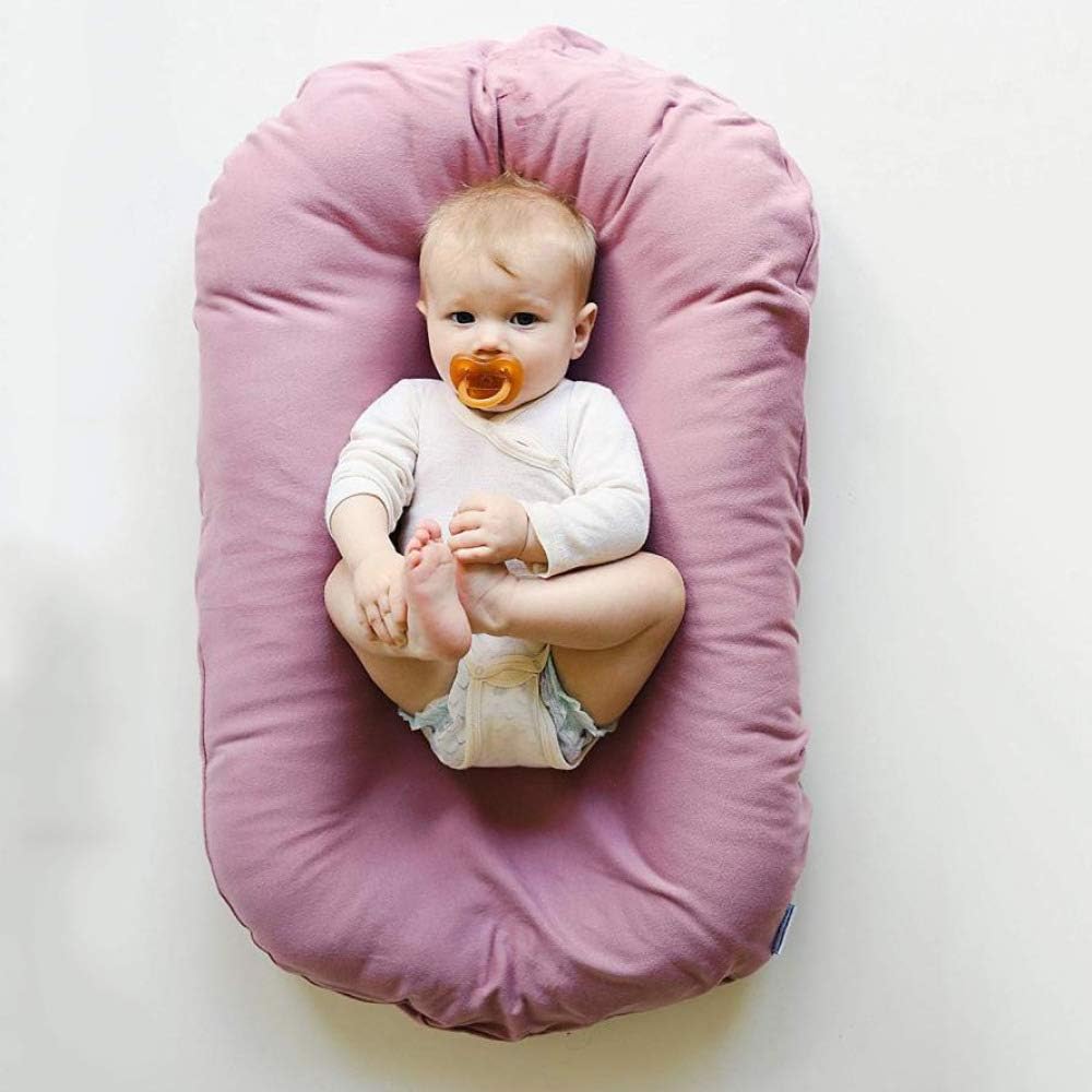 YANGGUANGBAOBEI Baby Lounger Cushion- For 0-24 Months,100% Organic Cotton-Breathable - Hypoallergenic Co-Sleeping Baby Bed,Baby Bed,Pink