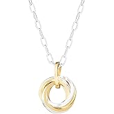 Tahmi Two-Tone Chunky Love Knot Pendant Necklace for Women | 14K Gold-Filled & Sterling Silver 925 Circles | Modern Everyday Mixed Metal Statement Jewelry Gift For Her, 18-20" (18, Inches)