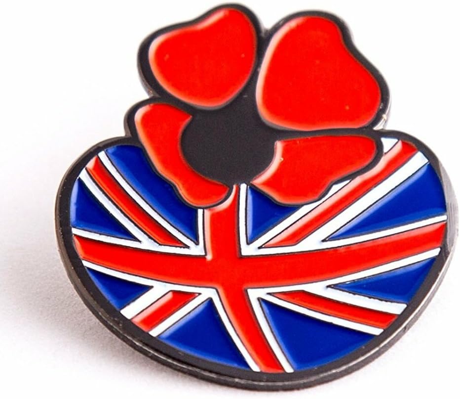BadgesLarge Union Flag Red Flower Pin Badge