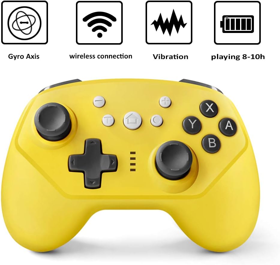 Amazon Com Wireless Controller For Nintendo Switch Switch Lite And Android Wired Pc And P3 Switch Pro Controller With Turbo Gyro Axis And Dual Vibration Yellow Computers Accessories