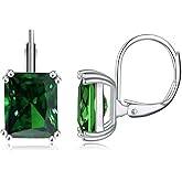 CiNily Emerald Cut Drop Dangle Earrings for Women 18K White Gold Plated Cubic Zirconia Simulated Diamond Dangle Earrings Jewelry Gifts for Weddings Birthday Party