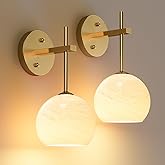 MOITA Wall Sconces Set of Two, Wireless Battery Operated Wall Decor with Remote, Sconces Wall Lighting with Glass Shade, Upwa