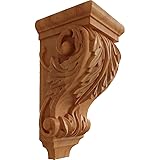 5"W x 5"D x 10"H Medium Acanthus Wood Corbel, Red Oak
