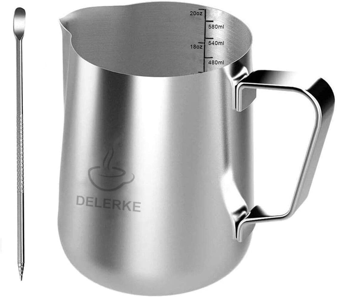Milk Jug, 400 ml Handheld Stainless Steel Frothing Jug, Coffee Creamer