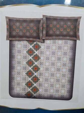 Mafatlal 100% Cotton Double Bedsheet with 2 Pillow Covers- White/Black