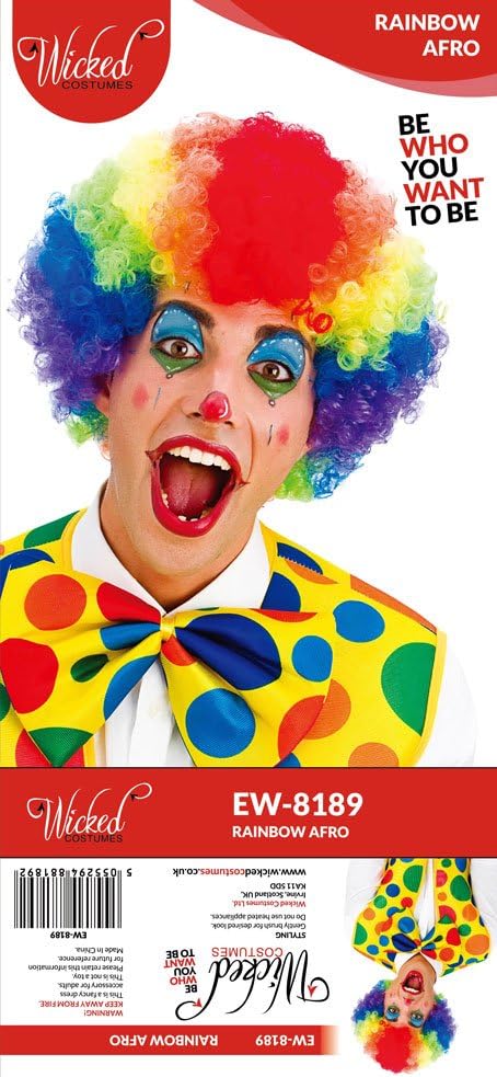 Wicked Costumes Adult Rainbow Afro Fancy Dress Wig, Multi-coloured - Image 3