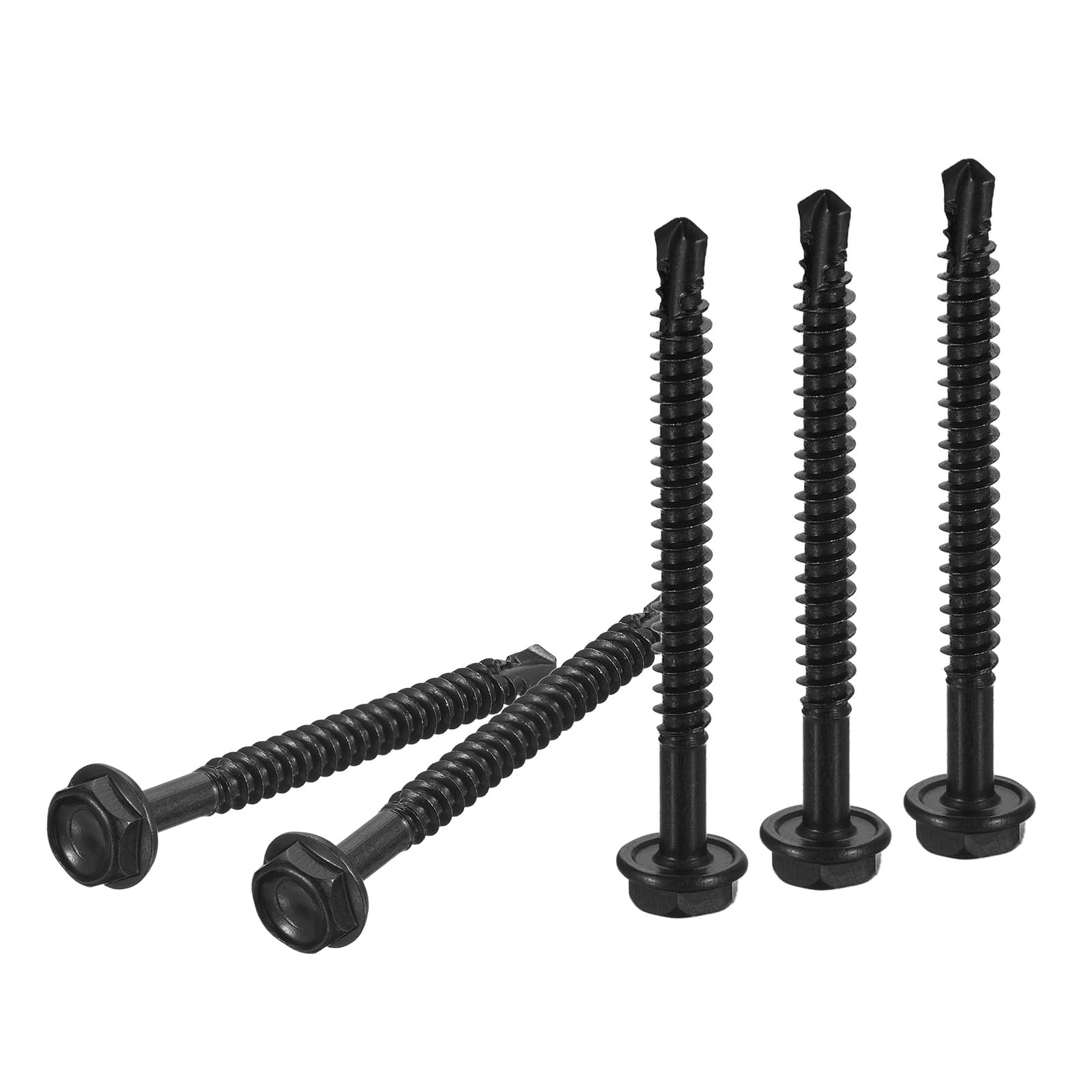 DTGN #8x2" Hex Washer Head Self Drilling Screws - 50Pack - Good for Machine - 410 Stainless Steel Black Oxide - Self Tapping Sheet Metal Screws — image 1