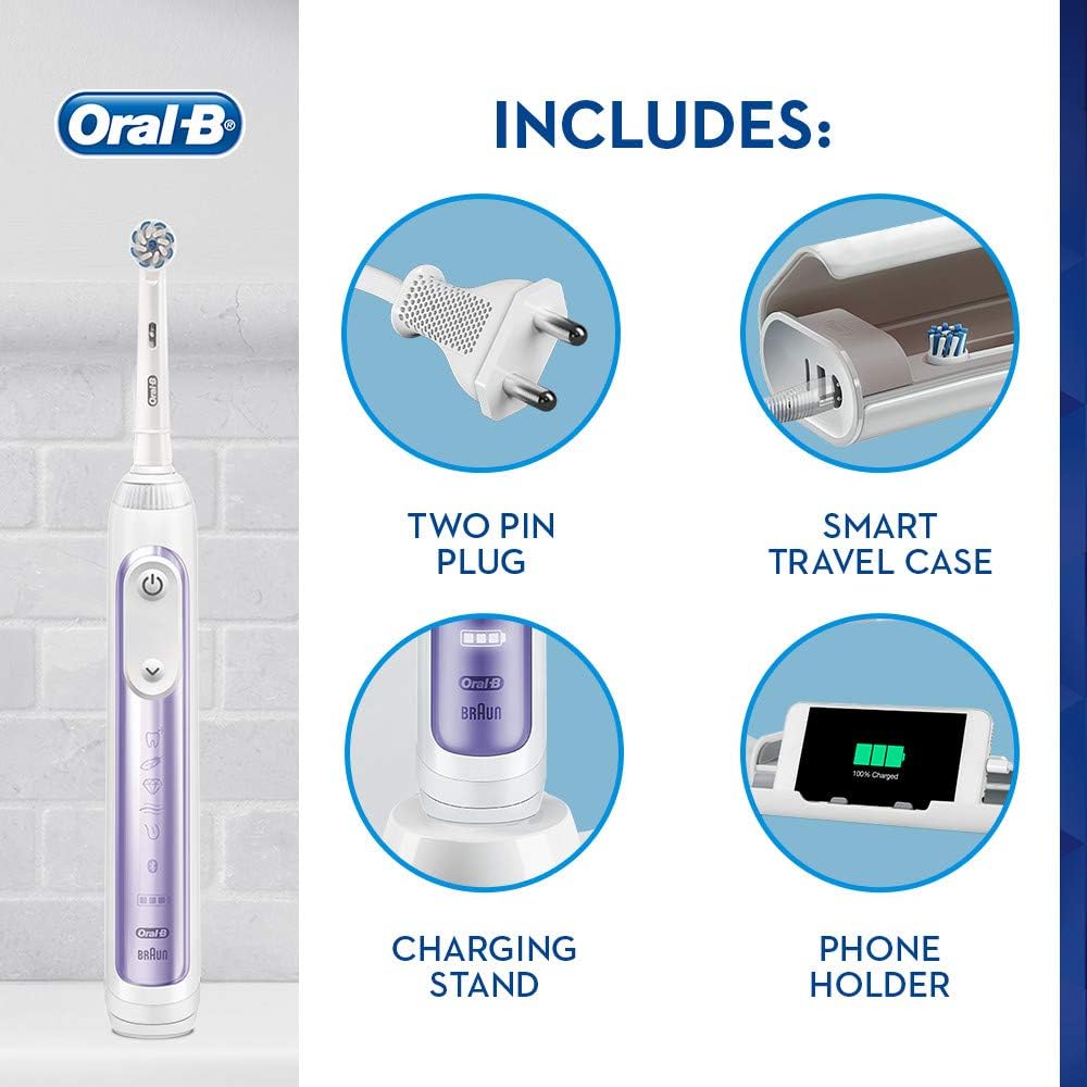 Oral B Genius 9000 Electric Toothbrush Rechargeable Designed By Braun 1 Orchid Purple Connected Handle 6 Visible Brushing Modes 4 Brush Heads 1 Charging Travel Case Amazon Co Uk Health Personal Care
