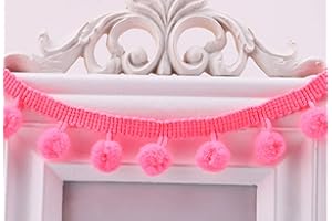 MSCFTFB 20 Yards Pom Fringe Trim,Mini Ball Tassel for Women,4/5inch Wide Soft Pompom Fringed Ribbon for Clothing Bedding Pillow Quilt Curtain Bag Sewing Accessories(Dark Pink)