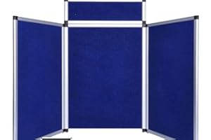 DISPLAY SIGN MART 6' 3+1 Hook and Loop Blue Panel Header Trade Show Display Presentation Tabletop 6ft 3 Panel Folding