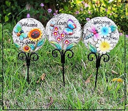 Wonderland Garden Stone Stick Decoration -Set of 3