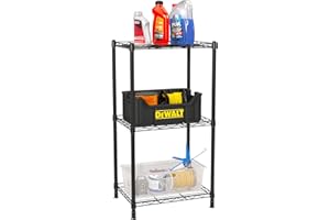 YisanCrafts Fixed Layer Spacing Storage Shelf 3 Tier Metal Storage Rack Wire Shelving Unit Storage Shelves Metal 396Lbs Capacity 17" L x 13" W x 32" H for Pantry Closet Kitchen Laundry Black