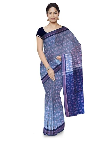 Odisha handloom Sambalpuri Handloom Womens Cotton Saree (Blue)