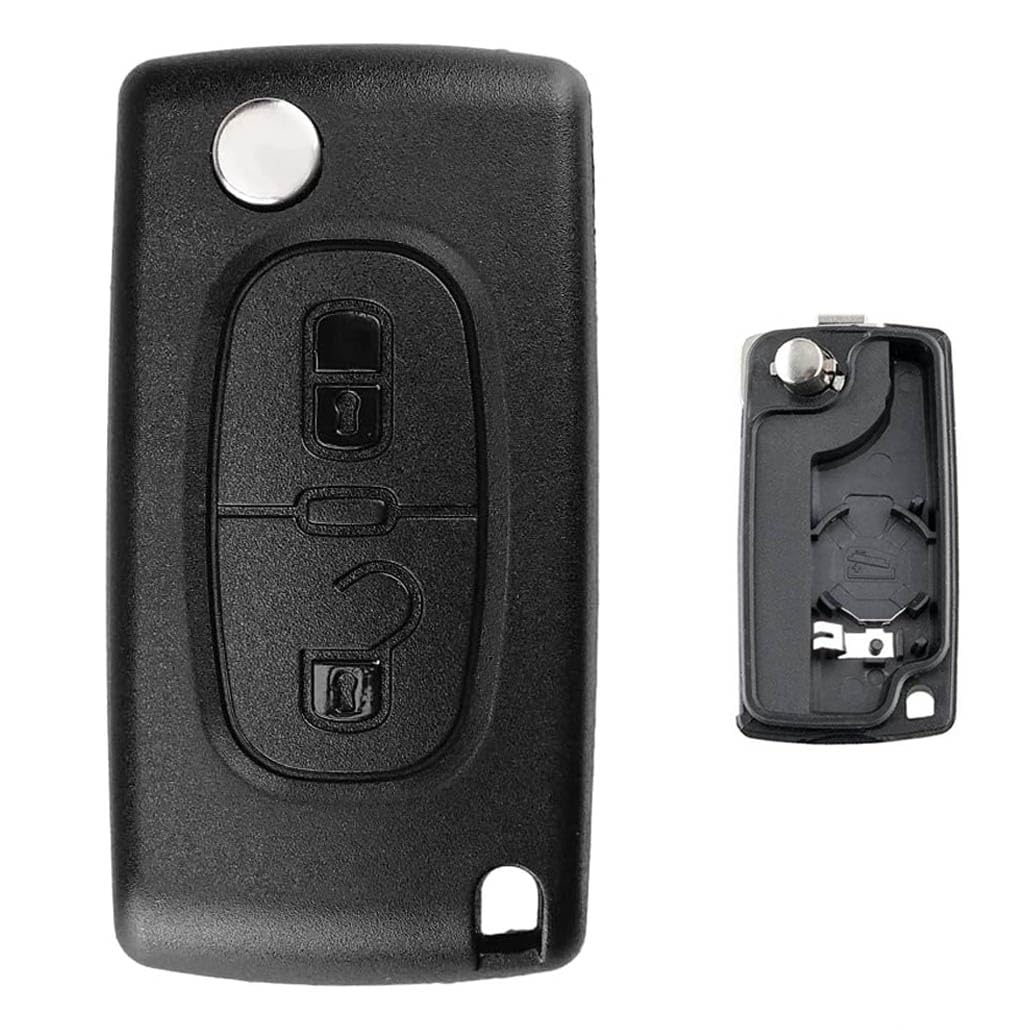 2 Buttons Car Key Fob Cases Replacement for Citroen C2 C3 C4 C5 C6 C8 for Peugeot 107 207 307 307S 308 407 607,Auto Flip Remote Control Key Shell (CE0536)