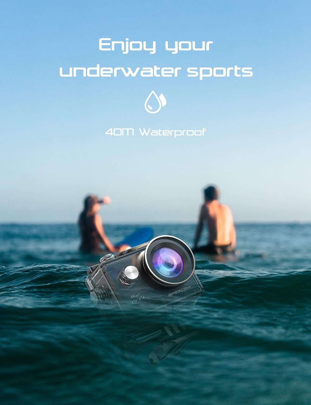 Apexcam M80air Action Camera 4K 60FPS 64MP WiFi Sports Underwater Camera Waterproof 40M EIS With Ultra HD 2.4G Remote 2 x 1350mAh Batteries and Accessories - Image 4