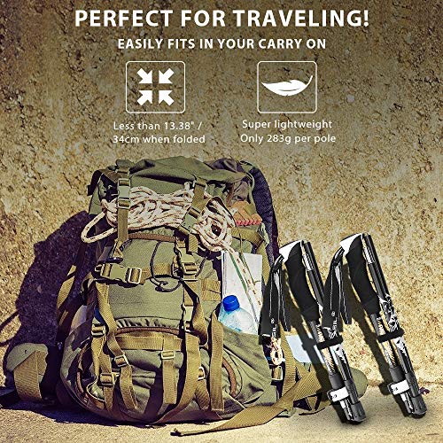 Trekkingstokken, Achort 2-pack opvouwbare wandelstokken Opvouwbare wandelstokken Sterk lichtgewicht aluminium 7075… - Image 6