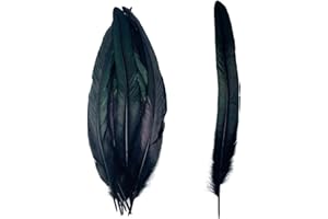 LWINGFLYER 50pcs Black Long Rooster Coque Tail Feathers 13-16Inches for Hat Costume Decoration Crafts Wedding Feather Party DIY Decoration