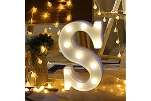 Amzure LED Marquee Letter Lights Sign S 26 Alphabet Light Up Letters Sign for Night Light Wedding Birthday Party Battery Powered Christmas Lamp Home Bar Decoration (S)