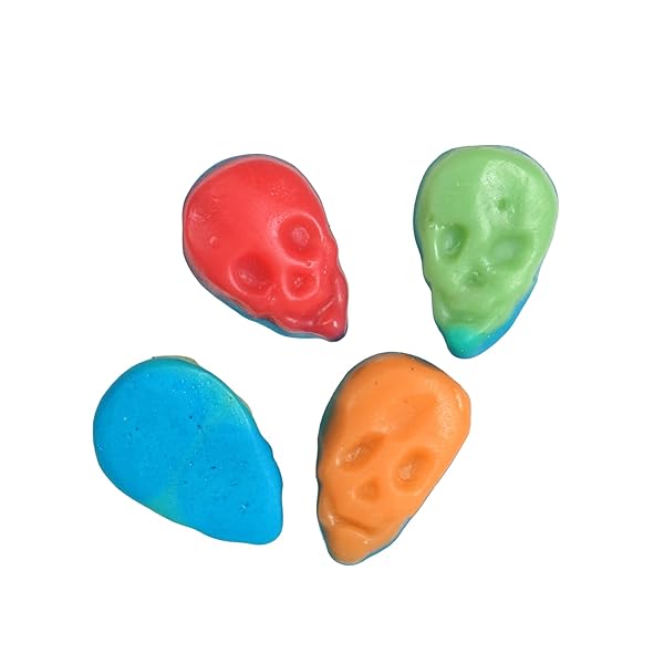 MINI GUMMY SKULLS HALLOWEEN CANDY, 1 POUND BULK BAG, TRICK-OR-TREAT PARTY BAG FILLERS, HALLOWEEN GUMMIES