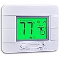 Upgraded Non Programmable Thermostats for Home 1 Heat/1 Cool Single Stage System, with Temperature & Humidity Monitor and Large Green LCD