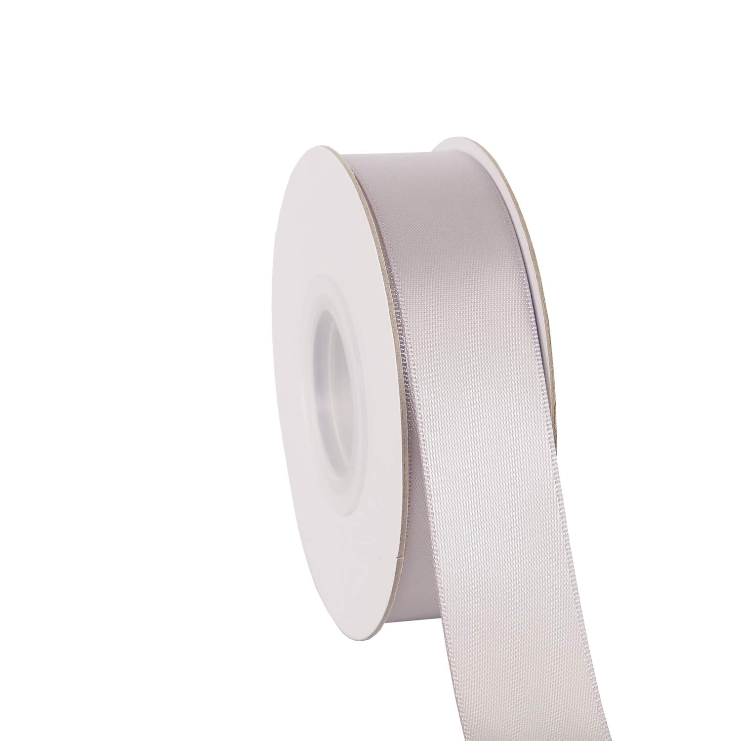 Ribbonitlux 25mm Wide Double Face Satin Ribbon 22 Meters (012-Silver, Set for Gift Wrapping, Party Decor, Sewing Applications, Wedding and Craft