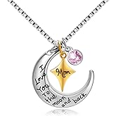 POWER WING Mom Necklace for Women I Love You to The Moon and Back Pendant Necklaces Mothers Day Gifts from Daughter Son