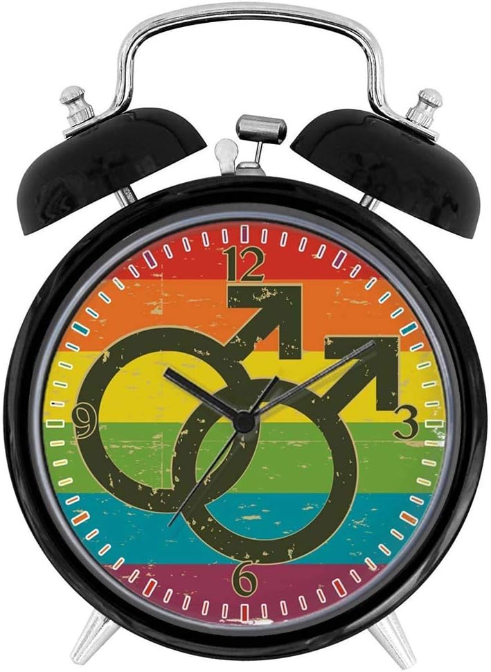 BCWAYGOD Gay Male Symbols Rainbow Flag Desk Clock Home Unique