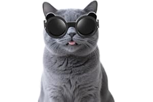 Enjoying Cat Goggles Panda Shape Dog Goggles Small Breed UV Protection Windproof Dog Eye Protection, Adjustable Straps, Black